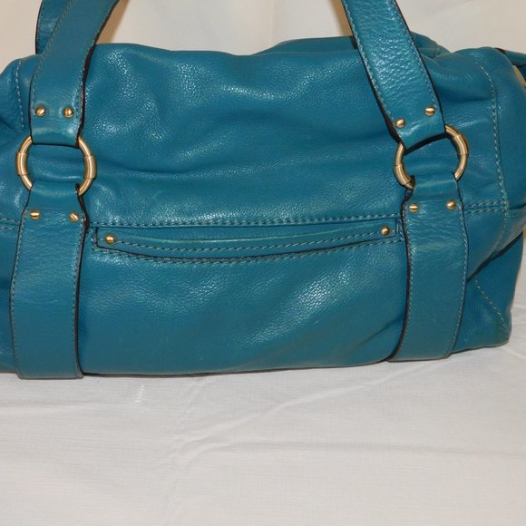MICHAEL KORS Satchel Barrel Leather Handbag Large Turquoise - Picture 7 of 14